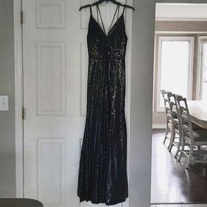 Prom or homecoming black sequin lined long dress